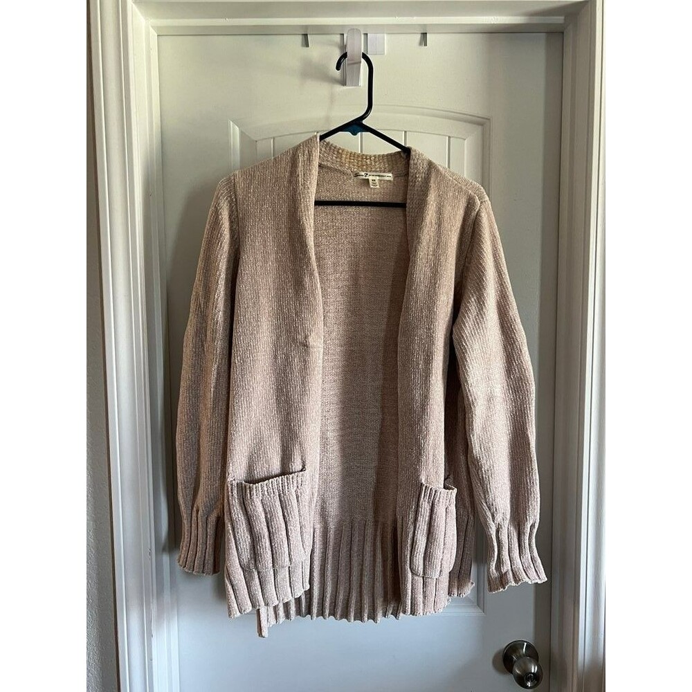 Seven7 Women's Beige Open Front Cardigan